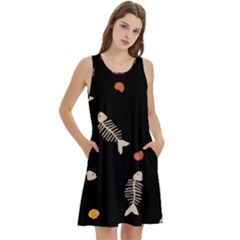 Round Neck Sleeve Casual Dress With Pockets 