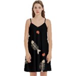 Pattern Design Seamless Fishbone Mini Camis Dress With Pockets