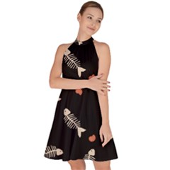 Sleeveless Halter Neck A-Line Dress 