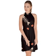 Sleeveless Halter Neck A-Line Dress 