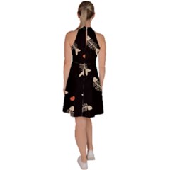 Sleeveless Halter Neck A-Line Dress 