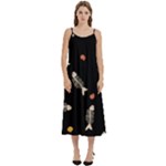 Pattern Design Seamless Fishbone Casual Spaghetti Strap Midi Dress