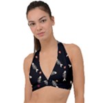 Pattern Design Seamless Fishbone Halter Plunge Bikini Top