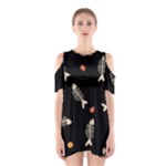 Pattern Design Seamless Fishbone Shoulder Cutout One Piece Dress