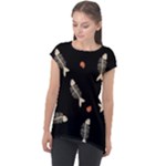 Pattern Design Seamless Fishbone Cap Sleeve High Low Top