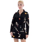 Pattern Design Seamless Fishbone Women s Long Sleeve Casual Dress