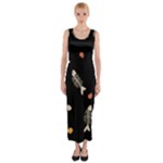 Pattern Design Seamless Fishbone Fitted Maxi Dress