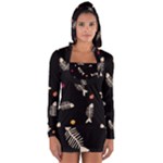 Pattern Design Seamless Fishbone Long Sleeve Hooded T-shirt