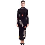 Pattern Design Seamless Fishbone Turtleneck Maxi Dress
