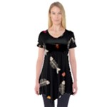 Pattern Design Seamless Fishbone Short Sleeve Tunic 