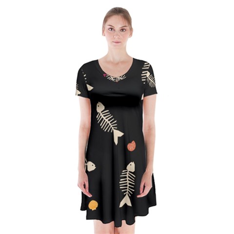 Pattern Design Seamless Fishbone Short Sleeve V