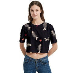 Women s Round Neck Short Sleeve Crop Top 