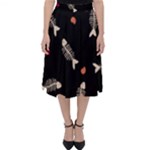 Pattern Design Seamless Fishbone Classic Midi Skirt
