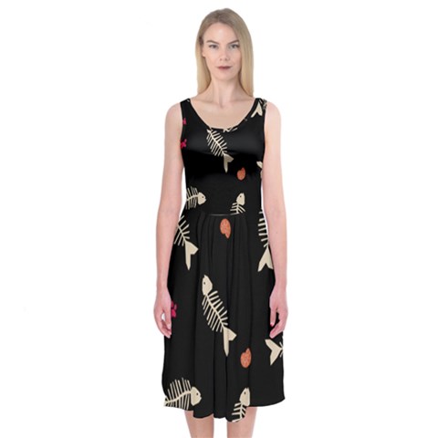 Pattern Design Seamless Fishbone Midi Sleeveless Dress from ArtsNow.com