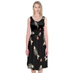 Pattern Design Seamless Fishbone Midi Sleeveless Dress