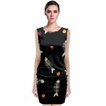Pattern Design Seamless Fishbone Classic Sleeveless Midi Dress