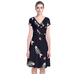 Short Sleeve Front Wrap Dress 