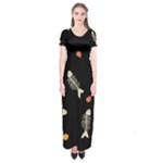Pattern Design Seamless Fishbone Short Sleeve Maxi Dress