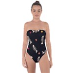 Pattern Design Seamless Fishbone Tie Back One Piece Swimsuit