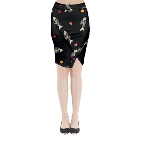 Pattern Design Seamless Fishbone Midi Wrap Pencil Skirt from ArtsNow.com