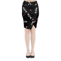 Pattern Design Seamless Fishbone Midi Wrap Pencil Skirt from ArtsNow.com