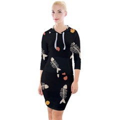 Quarter Sleeve Hood Bodycon Dress 