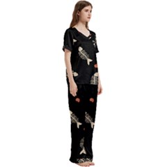 Short Sleeve Satin Pajamas Set With Pockets 