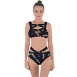 Pattern Design Seamless Fishbone Bandaged Up Bikini Set 