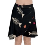 Pattern Design Seamless Fishbone Chiffon Wrap Front Skirt
