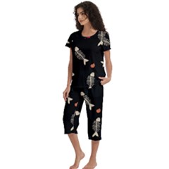 Short Sleeve 3/4 Length Pants Lounge Set 