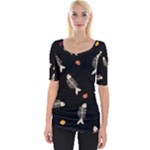 Pattern Design Seamless Fishbone Wide Neckline T-Shirt
