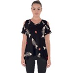Pattern Design Seamless Fishbone Cut Out Side Drop T-Shirt