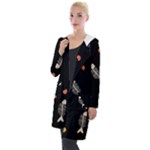 Pattern Design Seamless Fishbone Hooded Pocket Cardigan