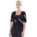 Pattern Design Seamless Fishbone Cropped Button Cardigan