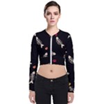 Pattern Design Seamless Fishbone Long Sleeve Zip Up Bomber Jacket
