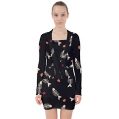 V-neck Bodycon Long Sleeve Dress 