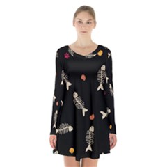 Long Sleeve Velvet V-neck Dress 
