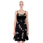 Pattern Design Seamless Fishbone Spaghetti Strap Velvet Dress