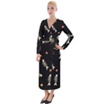 Pattern Design Seamless Fishbone Velvet Maxi Wrap Dress