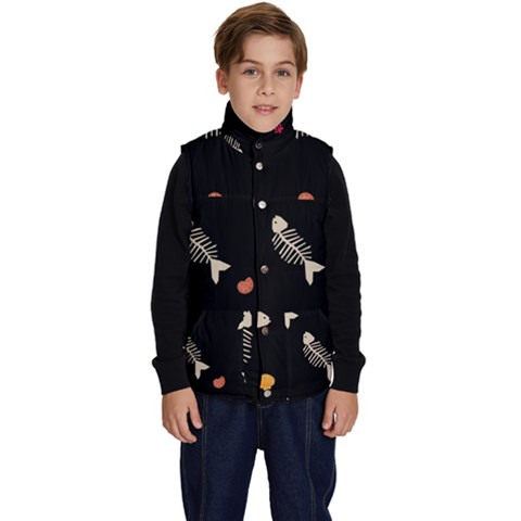 Pattern Design Seamless Fishbone Kid s Button Up Puffer Vest from ArtsNow.com