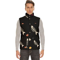 Pattern Design Seamless Fishbone Men s High Neck Button Up Puffer Vest from ArtsNow.com