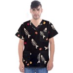 Pattern Design Seamless Fishbone Men s V-Neck Scrub Top