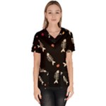 Pattern Design Seamless Fishbone Women s V-Neck Scrub Top