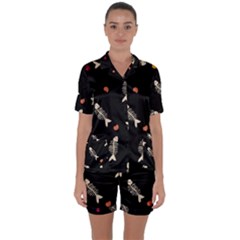 Satin Short Sleeve Pajamas Set 
