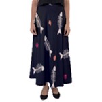 Pattern Design Seamless Fishbone Flared Maxi Skirt