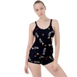 Pattern Design Seamless Fishbone Boyleg Tankini Set 