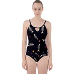 Pattern Design Seamless Fishbone Cut Out Top Tankini Set