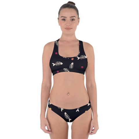 Pattern Design Seamless Fishbone Cross Back Hipster Bikini Set from ArtsNow.com
