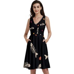 Sleeveless V-Neck Skater Dress with Pockets 