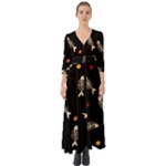 Pattern Design Seamless Fishbone Button Up Boho Maxi Dress